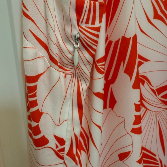 Orange and White Floral Tropical Resort Wear Dress J Crew - Picture 6 of 7